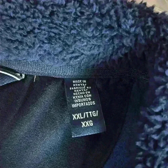 IZOD Blue Heathered Faux Sherpa Lined Lapel Quarter Zip Sweater Pullover, XXL - Picture 4 of 7